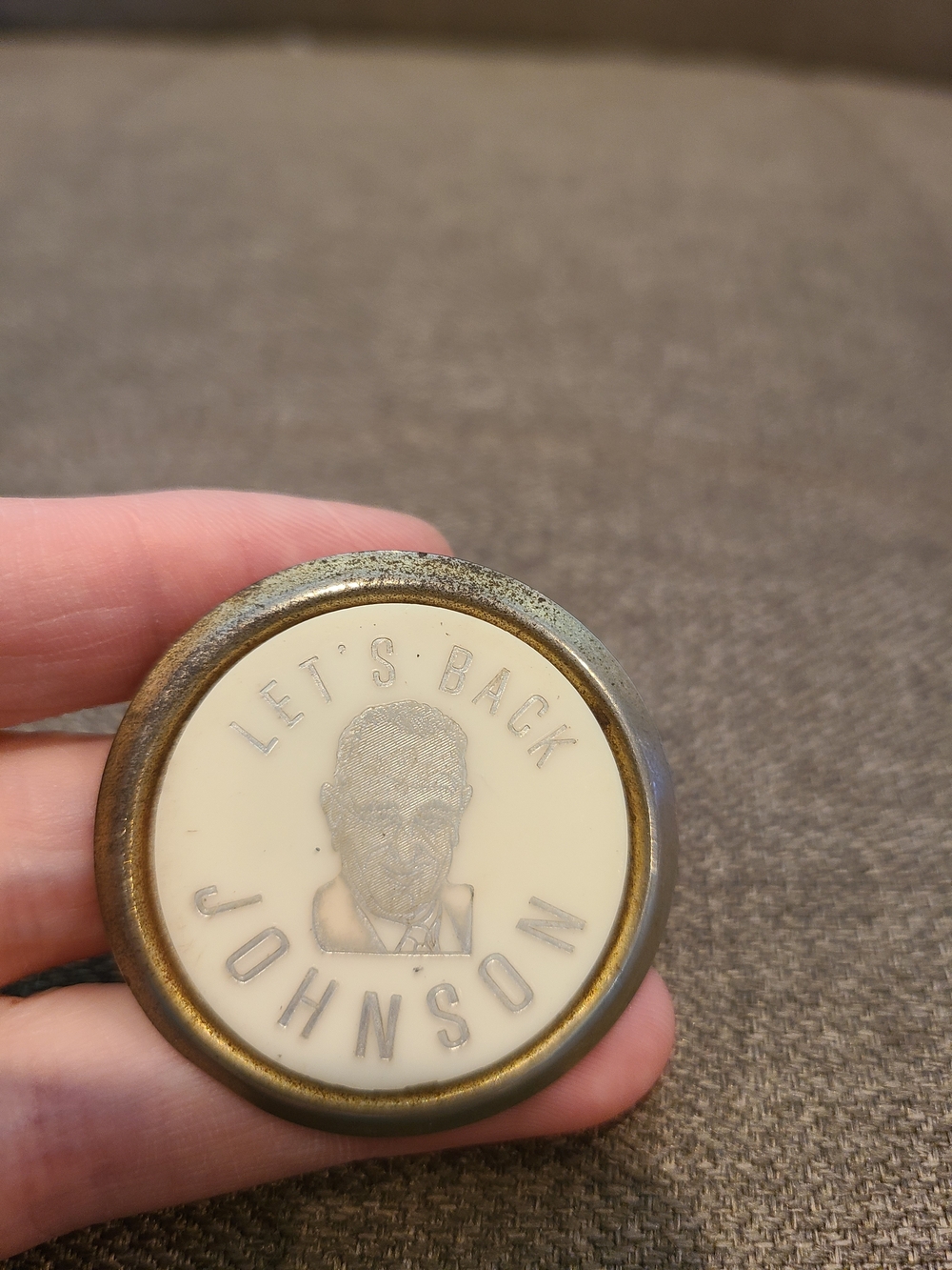 1964 Lyndon B. Johnson "Let's Back Johnson" tie clip/clasp component